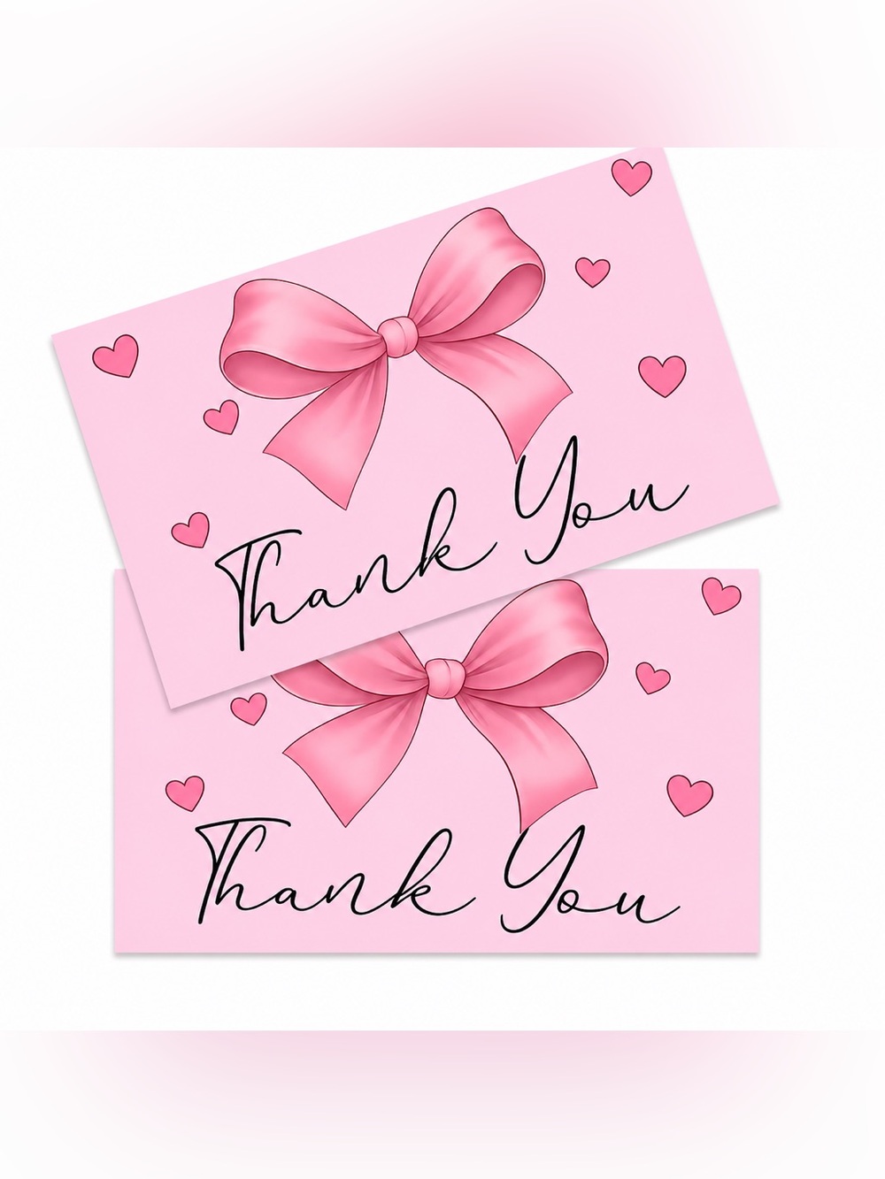 50 Thank You Cards Pink Bow Small Business Packaging Insert Cards